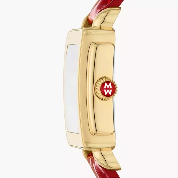 Michele Watch Deco Sport Mid Red Leather Watch Image 4 SVS Fine Jewelry Oceanside, NY