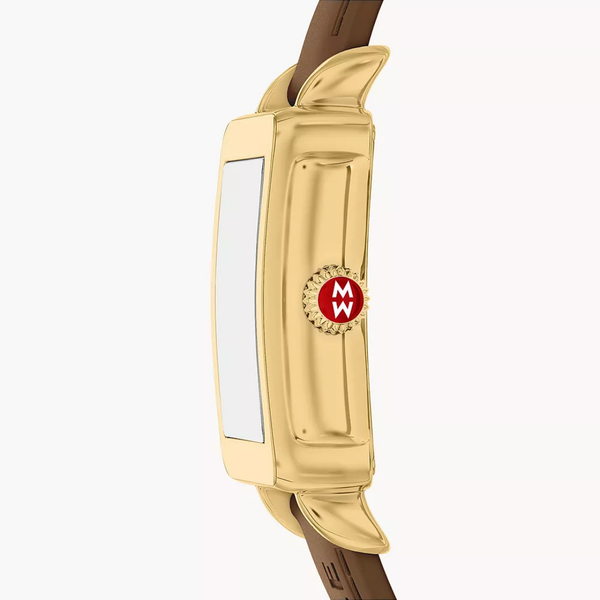 MICHELE Deco Sport Mid Watch, Brown Silicone Band, 31mm Gold-Tone Image 5 SVS Fine Jewelry Oceanside, NY