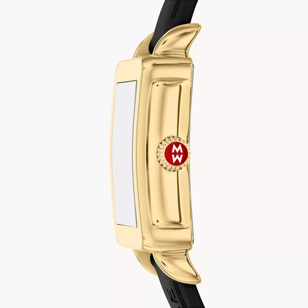 MICHELE Deco Sport Mid Watch, Black Silicone Band, 31mm Gold-Tone Image 5 SVS Fine Jewelry Oceanside, NY