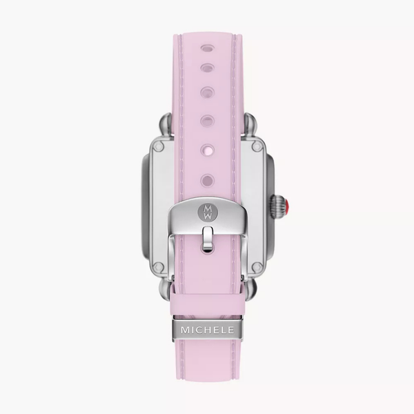 MICHELE Deco Sport Mid Watch, Pink Silicone Band, 31mm Stainless Steel Image 3 SVS Fine Jewelry Oceanside, NY