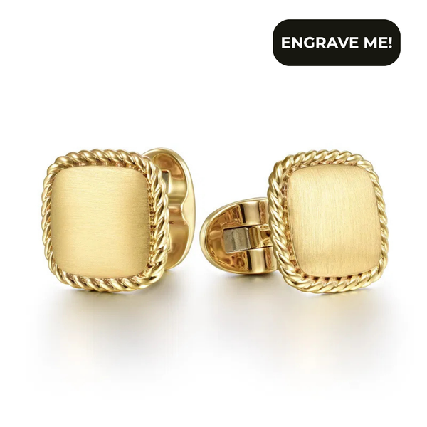 Gabriel & Co. Hampton Yellow Gold Square Cufflinks SVS Fine Jewelry Oceanside, NY