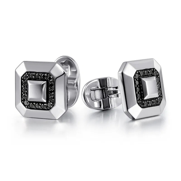 Gabriel & Co. Sterling Silver Black Spinel Cufflinks SVS Fine Jewelry Oceanside, NY