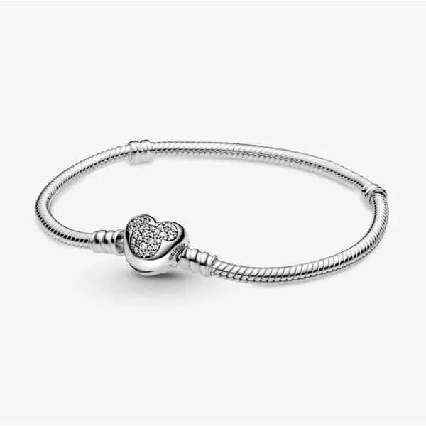Pandora Disney x Pandora Collection Mickey Mouse Heart Clasp Snake Chain Bracelet SVS Fine Jewelry Oceanside, NY