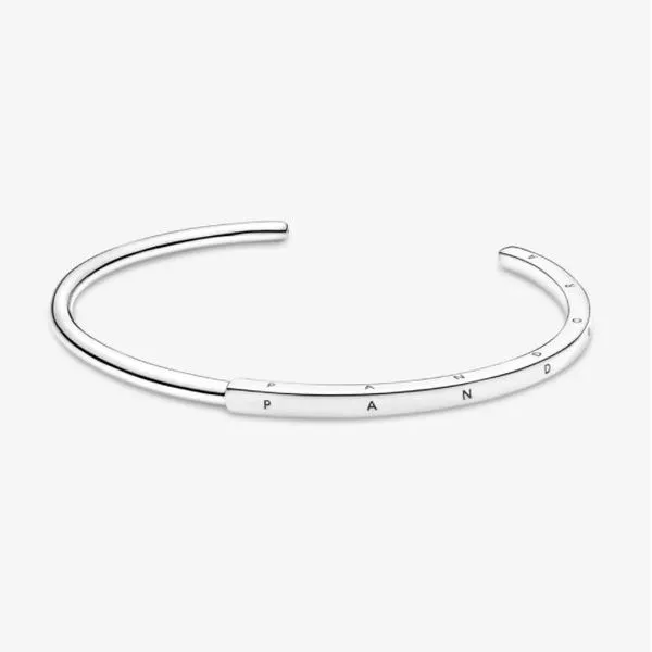 Pandora Signature Collection Sterling Silver I-D Open Bangle SVS Fine Jewelry Oceanside, NY