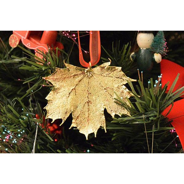 Gold Plated Sugar Maple Leaf Ornament SVS Fine Jewelry Oceanside, NY