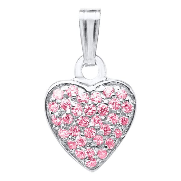 Child's Sterling Silver Pink CZ Heart Necklace Swede's Jewelers East Windsor, CT
