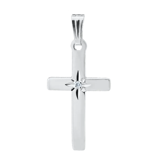 Kiddie Kraft Sterling Silver Children's Cross with .01 CTW Diamond, Sterling Silver 15