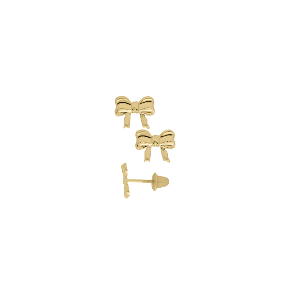 Children's 14k Yellow Gold Bow Safety Back Stud Earrings Swede's Jewelers East Windsor, CT