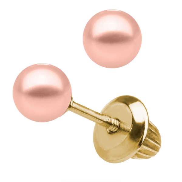 Children's 14Kt Yellow Gold Pink Pearl Stud Earrings Swede's Jewelers East Windsor, CT