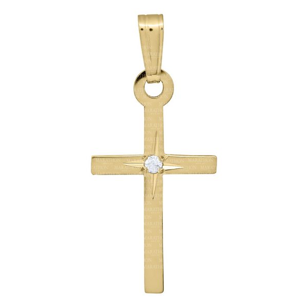Kiddie Kraft 14Kt Yellow Gold Cross with Genuine Diamond on 15