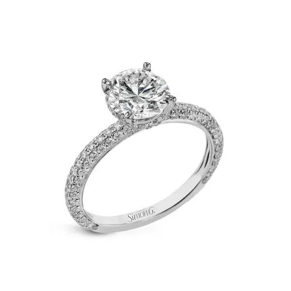 Simon G Round-cut Hidden Halo Engagement Ring in 18k Gold with .74ct tw round Diamonds (Center Stone Not Included) Swede's Jewelers East Windsor, CT