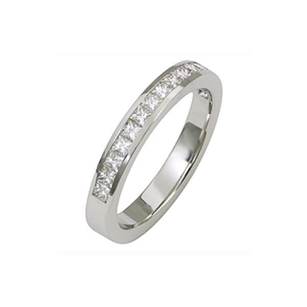 14Kt White Gold Channel Set Princess Cut Diamond Wedding Band Swede's Jewelers East Windsor, CT
