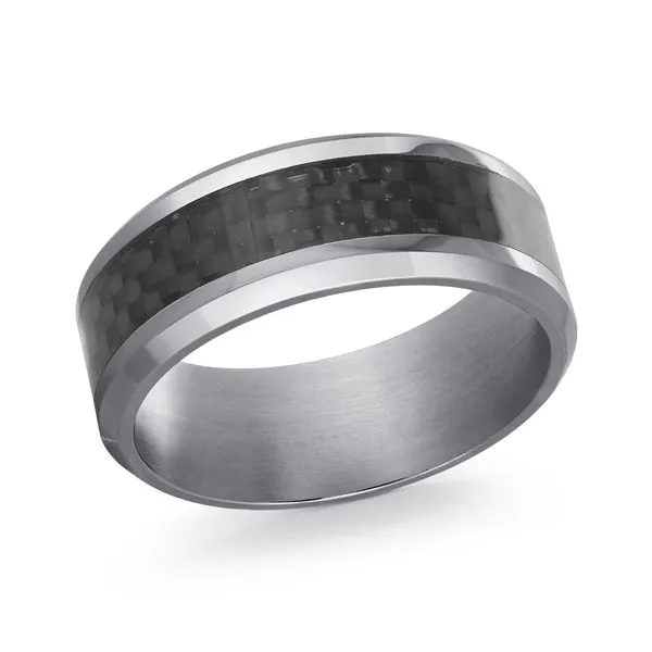 Men's Tantalum 8mm Band with Carbon Fiber Center, Size 10 Swede's Jewelers East Windsor, CT