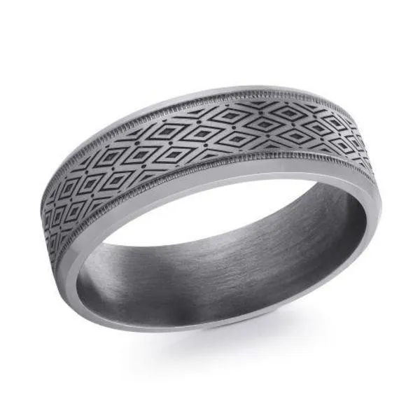 Men's Tantalum 7mm Band with Rhombus Lazor-Engraved Design Swede's Jewelers East Windsor, CT