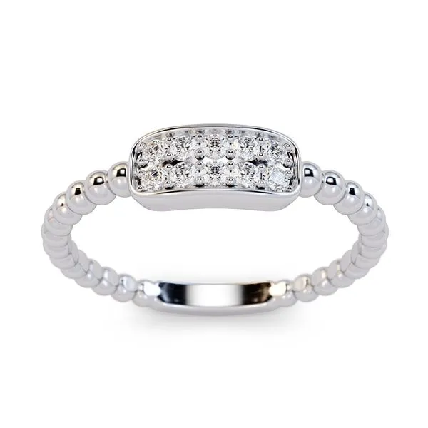 14kt White Beaded Diamond Ring, 0.08ctw, Finger Size 6.25 Swede's Jewelers East Windsor, CT