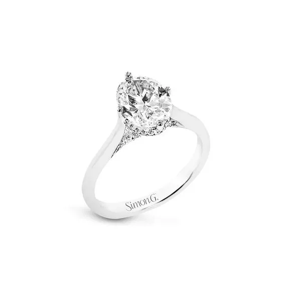 18kt white gold Solitare with hidden halo .13ctw diamond. (Center stone not included) Swede's Jewelers East Windsor, CT