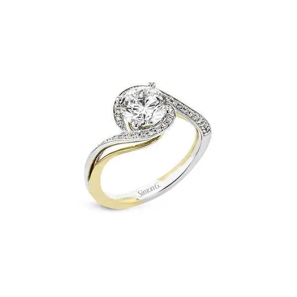 18Kt Two Tone Swirl Ring  With .17Ctw Diamonds (Center Stone Not Included) Swede's Jewelers East Windsor, CT
