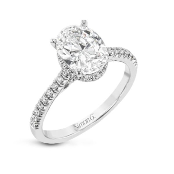 Simon G Oval-Cut Hidden Halo Engagement Ring In 18k Gold With Diamonds Swede's Jewelers East Windsor, CT