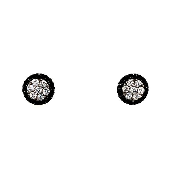 Black & White Round Firenze II Diamond Cluster Studs Earrings Swede's Jewelers East Windsor, CT