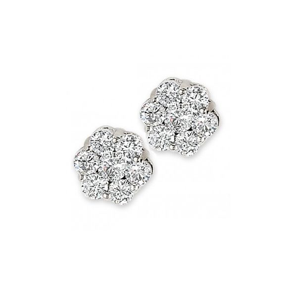 10Kt White Gold 0.75CTW Diamond Cluster Earrings. Swede's Jewelers East Windsor, CT