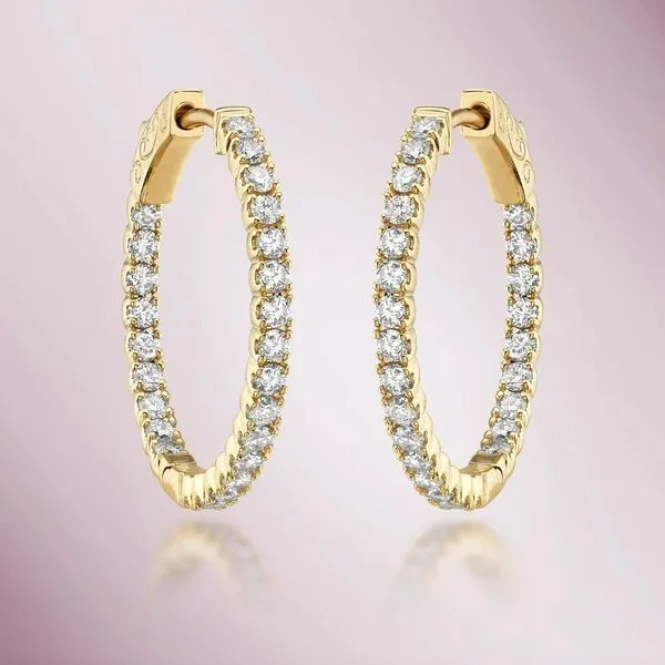 Heera 14Kt Yellow Gold Inside Out Hoop Earrings Swede's Jewelers East Windsor, CT