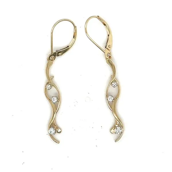 Kruskal Handcrafted 14kt Yellow Gold Diamond Leverback Little River Earrings Swede's Jewelers East Windsor, CT