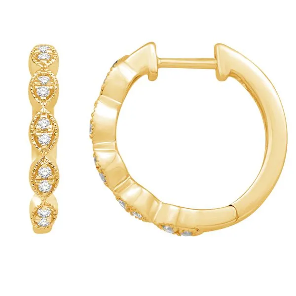 14Kt Yellow Gold Diamond Hoop Earrings Swede's Jewelers East Windsor, CT