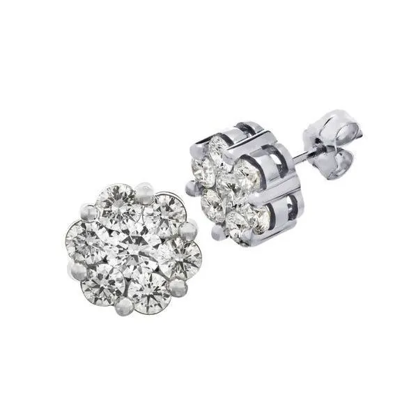 10K White Gold .50CTW Diamond Cluster Earrings Swede's Jewelers East Windsor, CT