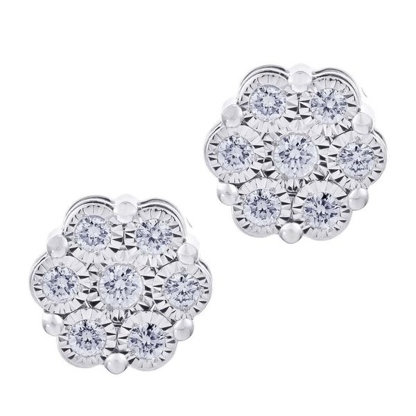 10Kt White Gold 0.10 Ctw Daimond Cluster Earrings Swede's Jewelers East Windsor, CT