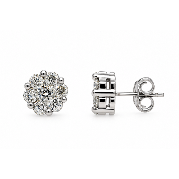 10Kt White Gold Diamond Cluster Earrings. Swede's Jewelers East Windsor, CT