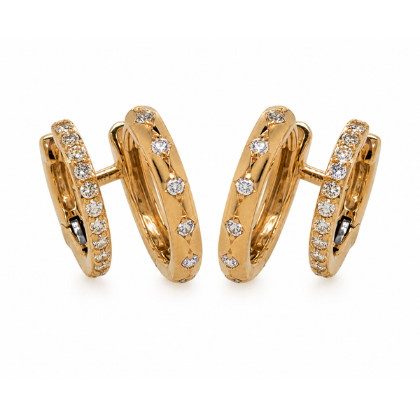14Kt Yellow Gold Diamond .40CTW G-H/SI Double Hoop Earrings Swede's Jewelers East Windsor, CT