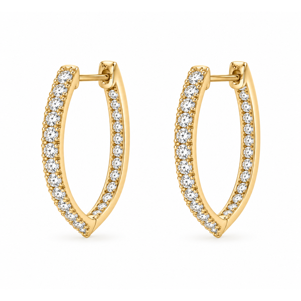 14Kt Yellow Gold Diamond Pointed Hoop Earrings Swede's Jewelers East Windsor, CT