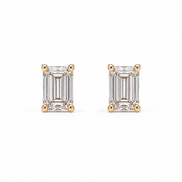 14kt Yellow Gold Lab Grown 1.03CTW D/VS Emerald Cut Stud Earrings Swede's Jewelers East Windsor, CT