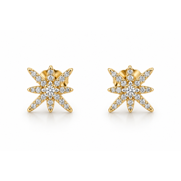 14Kt Yellow Gold Lab-Grown Diamond Star Earrings Swede's Jewelers East Windsor, CT