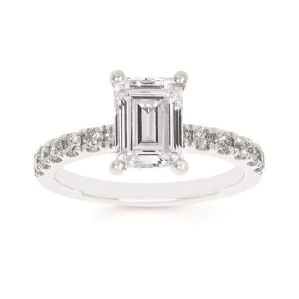 14Kt White Gold Lab Grown Emerald-cut Diamond 2.03Ct G/SI1 with .38CTW Side Diamonds Ring Size 6.5 Swede's Jewelers East Windsor, CT