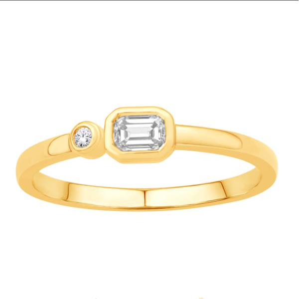 14Kt Yellow Gold Lab Grown Diamond .22CTW Emerald-cut/ Round Ring Size 7 Swede's Jewelers East Windsor, CT