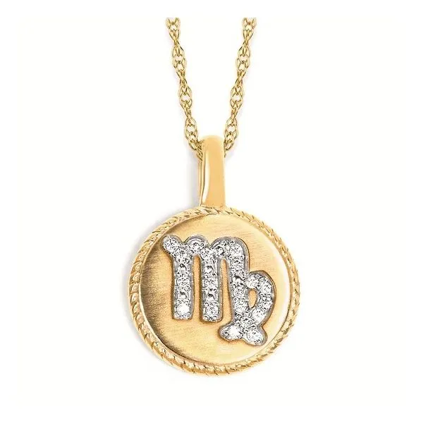 14Kt Two Tone Zodiac Virgo .05 Ctw. Diamond Pendant W/ 18