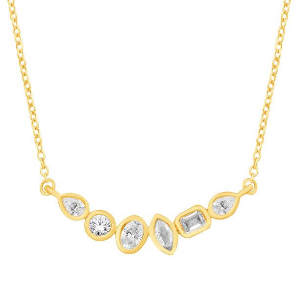 14Kt Yellow Gold Diamond Pear, Round, Oval, Marquise, Emerald-cut Bezel-set Necklace Swede's Jewelers East Windsor, CT