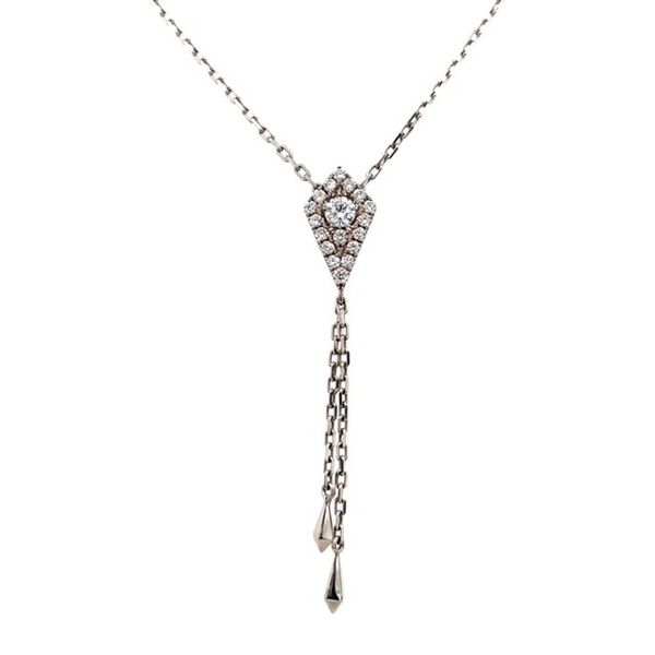14K White Gold Medium Kite-Shaped Firenze II Diamond Lariat Necklace Swede's Jewelers East Windsor, CT