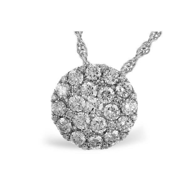 14Kt White Gold Custer Diamond 1.00CTW Pendant on 18