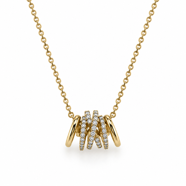 14Kt Yellow Gold Lab Grown Diamond Multi-Pendant Neckalce 18