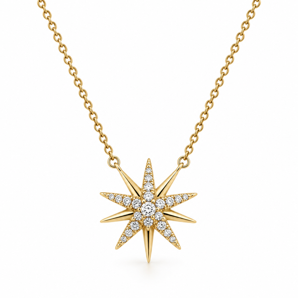 14kt Yellow Gold Lab-grown Diamond Star with Cable Chain Swede's Jewelers East Windsor, CT