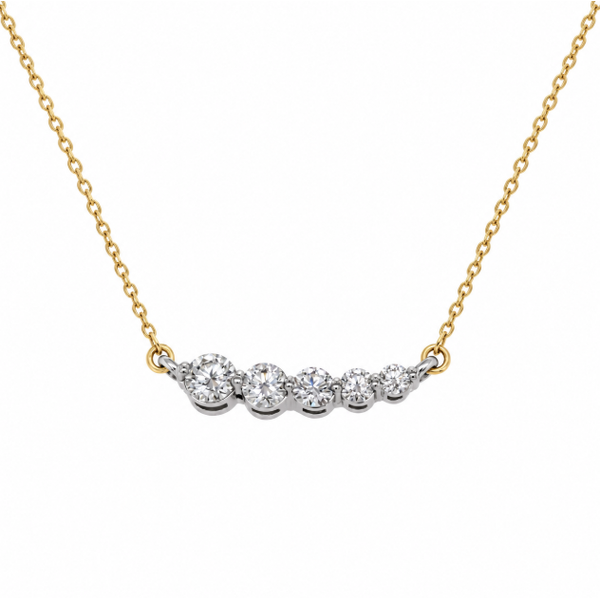 14Kt Two-toned Graduated Diamond Bar Pendant Necklace Swede's Jewelers East Windsor, CT