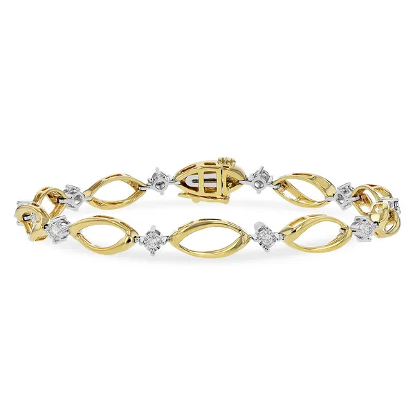 14Kt Yellow Gold Alternating Link Diamond Bracelet Swede's Jewelers East Windsor, CT