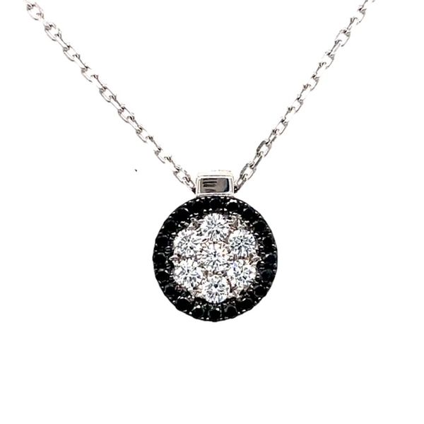 Frederic Sage Small Round Firenze II Black & White Diamond Pendant With Chain Swede's Jewelers East Windsor, CT