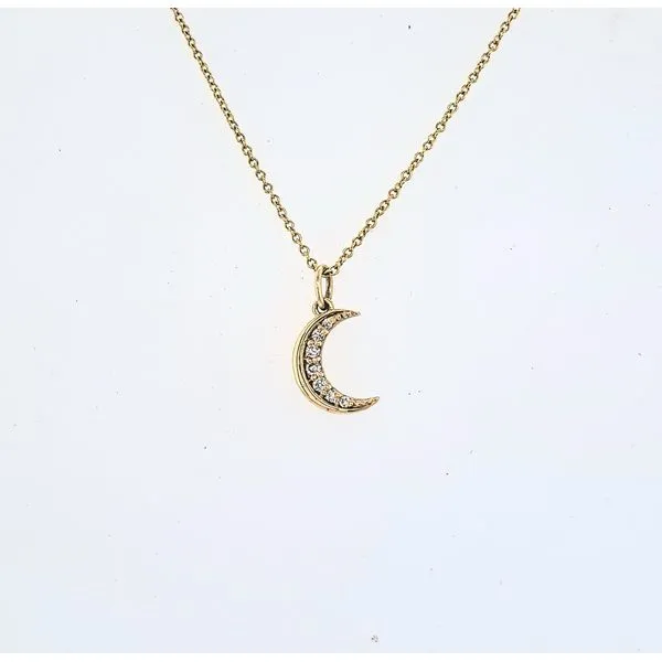 14Kt Yellow Gold Moon Pendant on 18