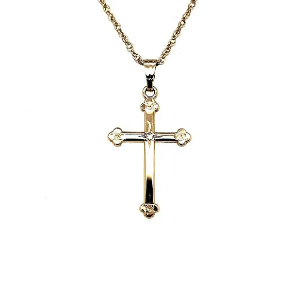 14Kt Yellow Gold Diamond Cross on Chain Swede's Jewelers East Windsor, CT