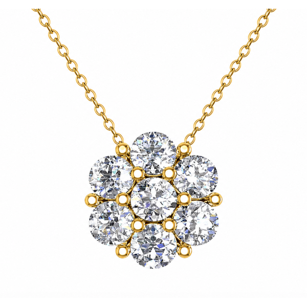 14Kt Yellow Gold .50CTW G/SI1 Diamond Cluster Necklace Swede's Jewelers East Windsor, CT