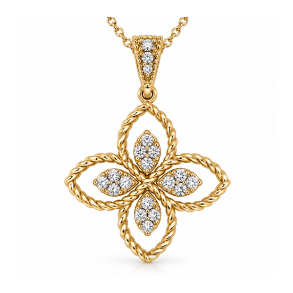14Kt Yellow Gold Flower Pendant Swede's Jewelers East Windsor, CT