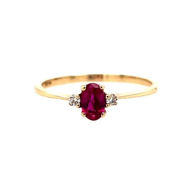 14K Yellow Gold 5x3 Oval Ruby with .03tw Diamond Ring size 6.25 Swede's Jewelers East Windsor, CT